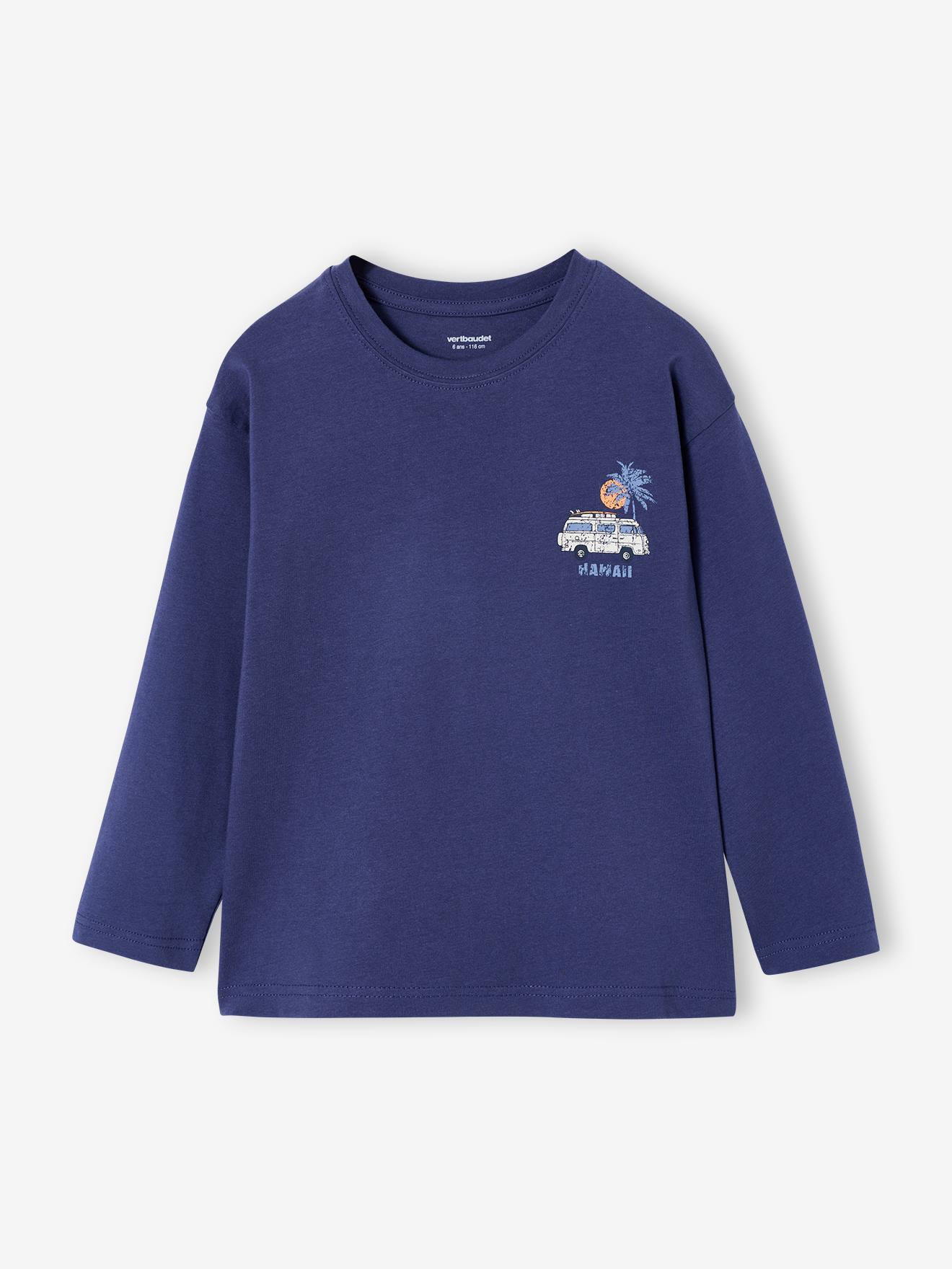 T-shirt met lange mouwen voor jongens leiblauw