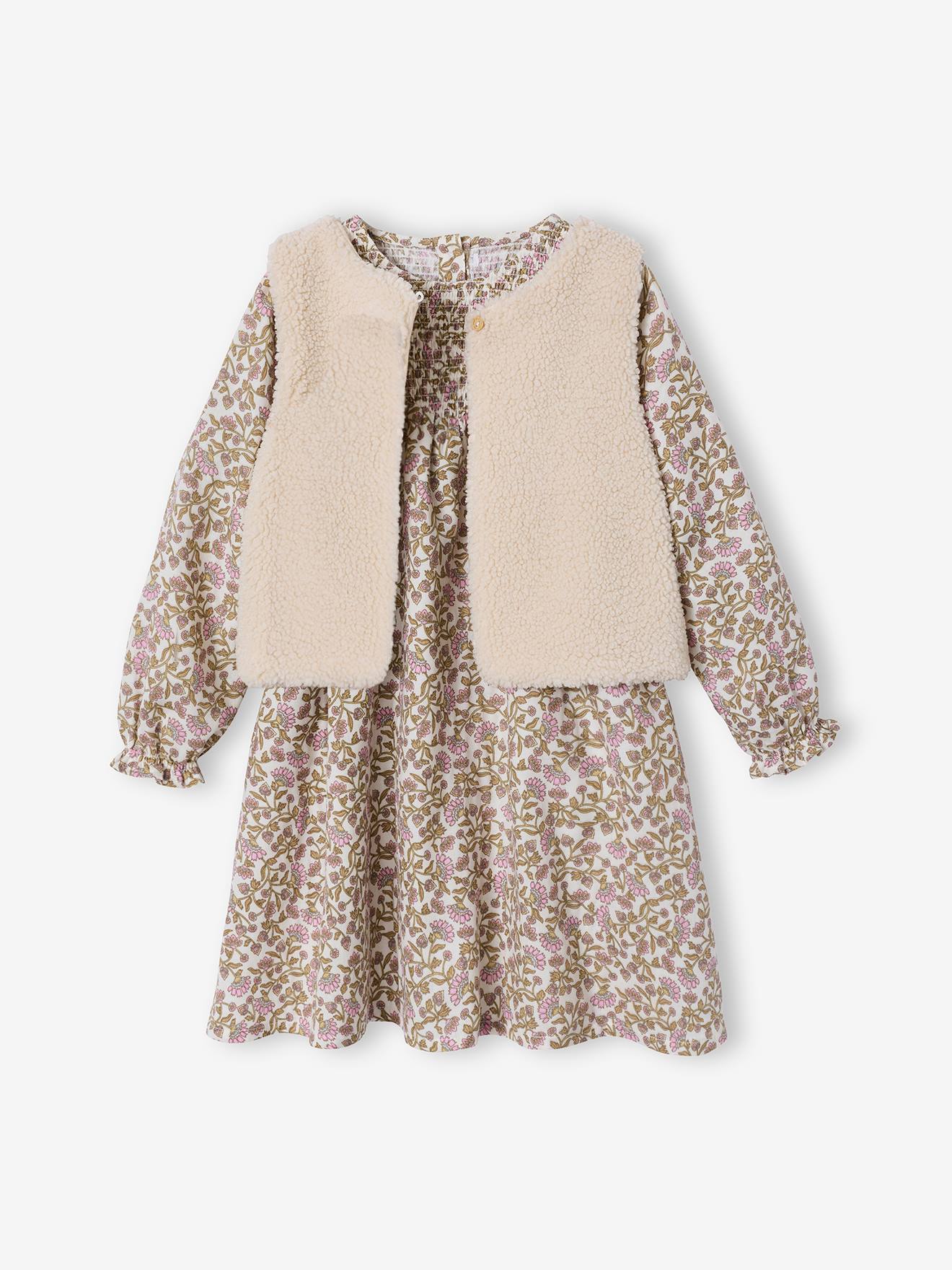 Set jurk en vestje voor meisjes ecru