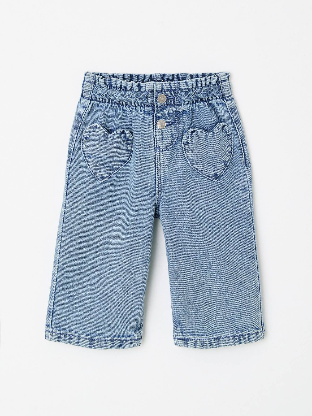 Baby jeans voor meisjes met zakken in hartvorm double stone