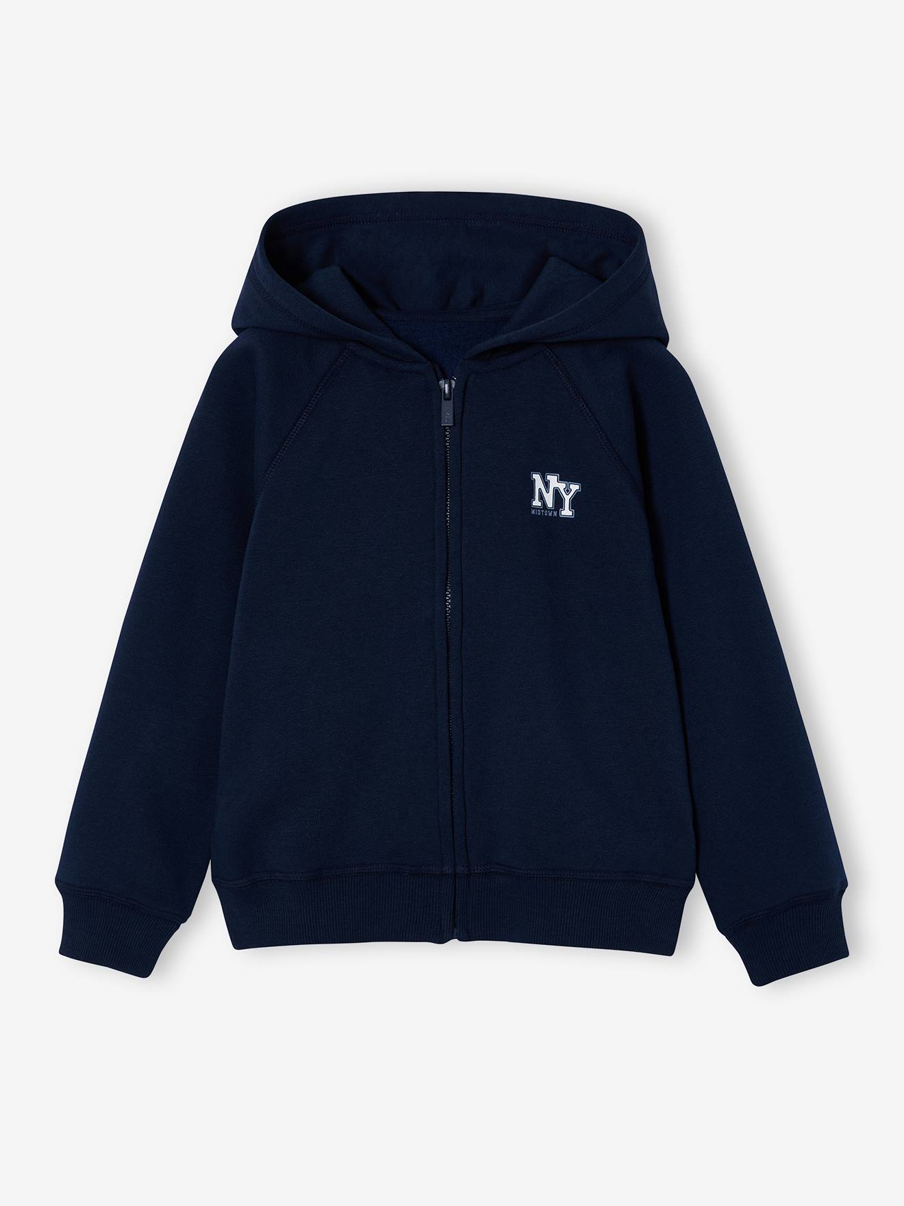 Sweater met rits jongen Basics marineblauw