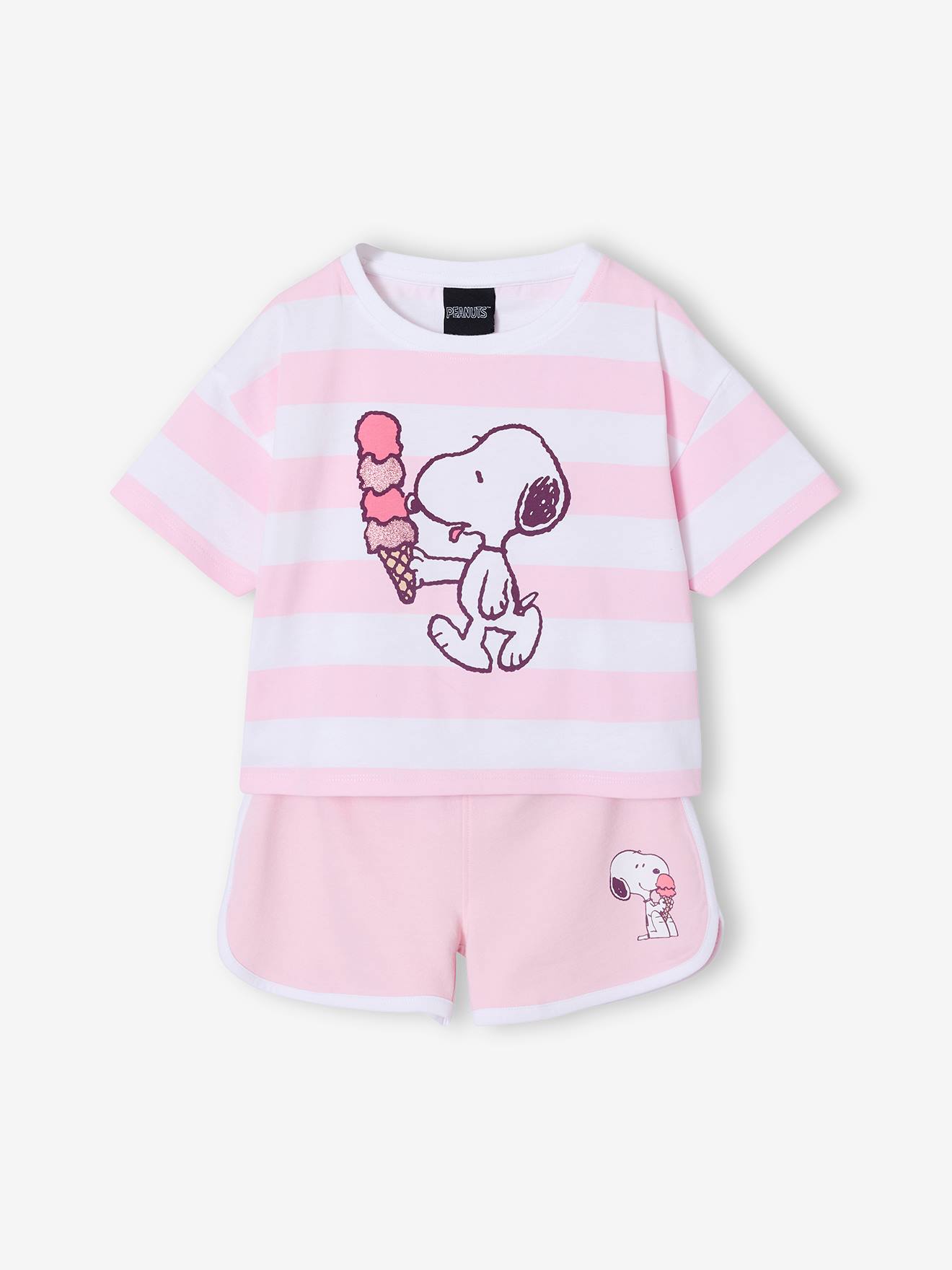 Gestreepte set voor meisjes SNOOPY roze, gestreept