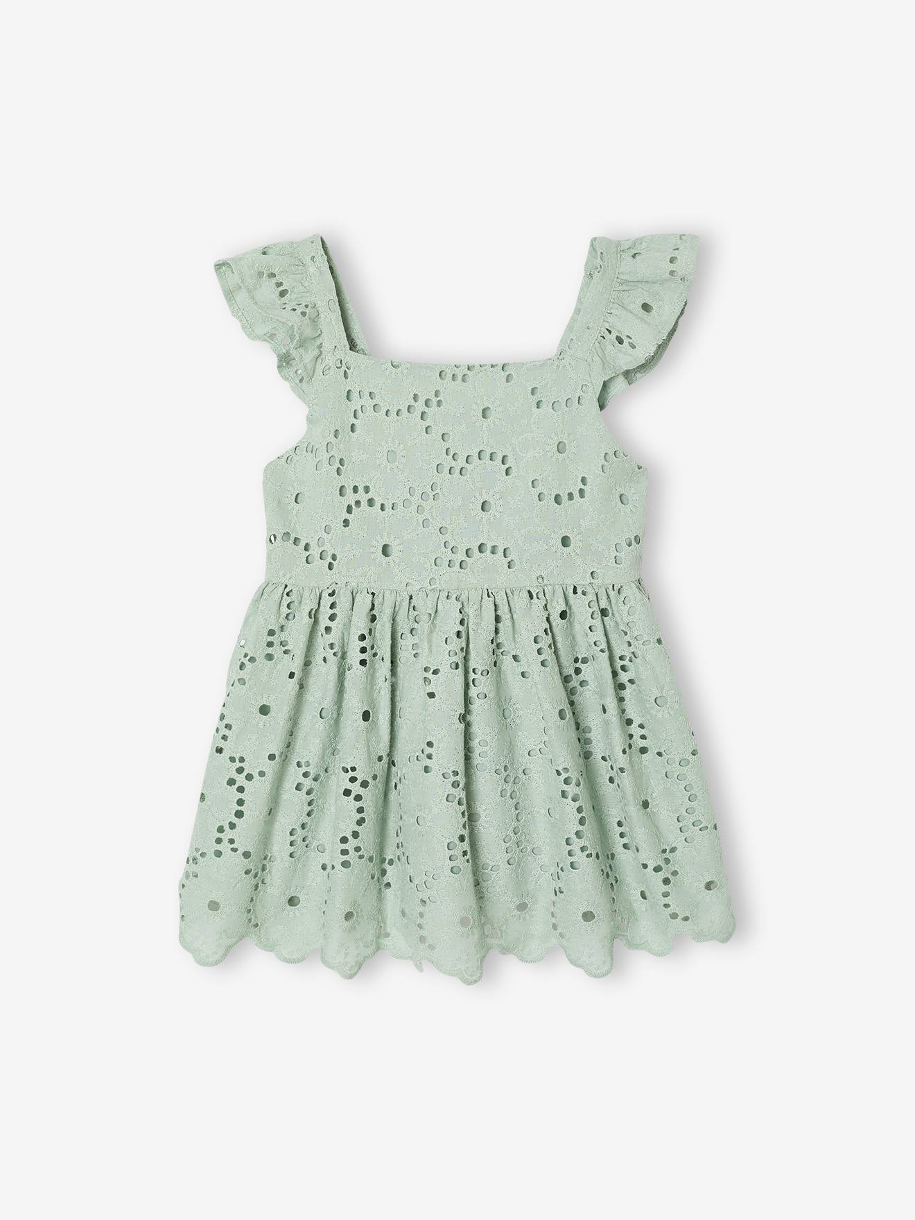 Blouse voor meisjes met borduurwerk en ruches El saliegroen