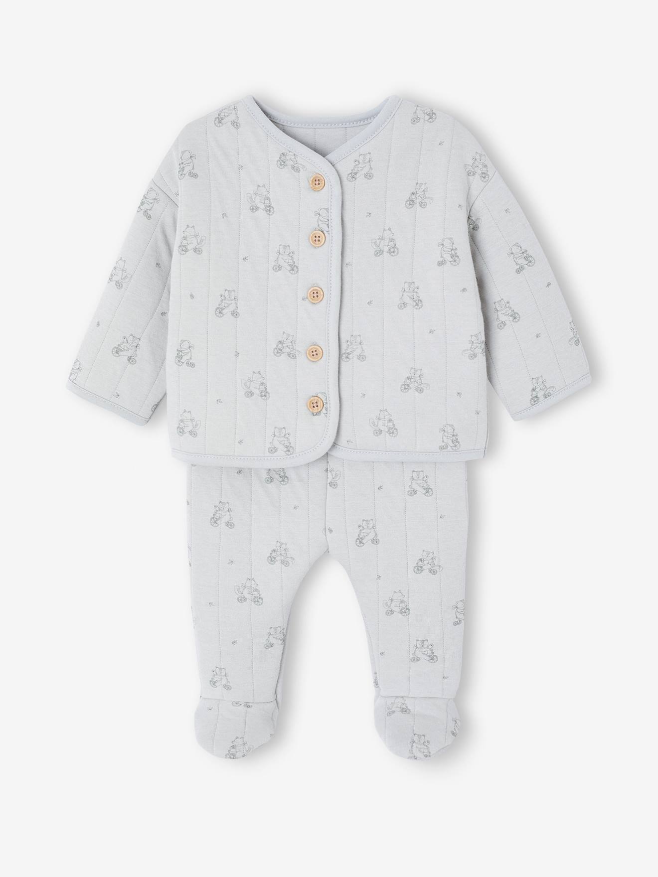 Gewatteerde babyset blauwgroen