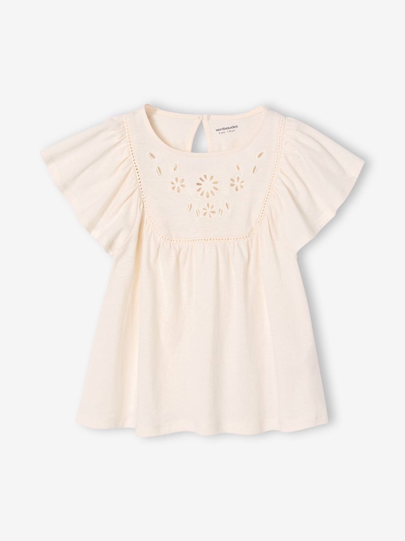 T-shirt blouse met korte mouwen f ecru