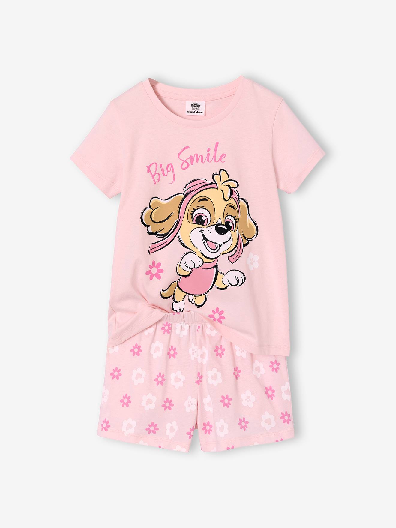Pyjamashort meisjes korte mouwen lichtroze
