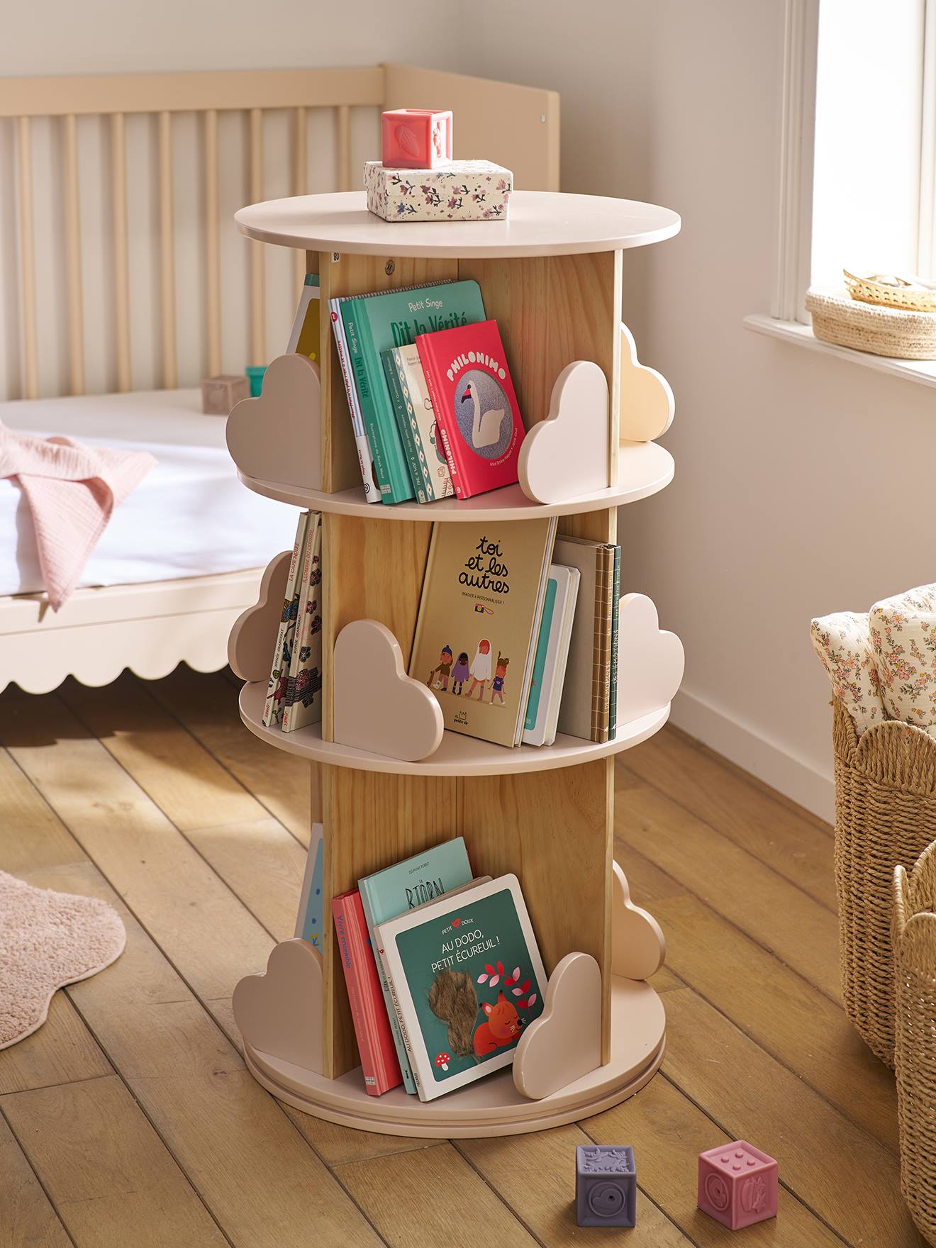 Draaibare bibliotheek 3 niveaus HART lichtroze