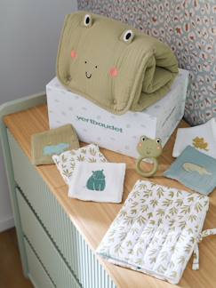 Verzorging-Luiertas-8-delige kraamcadeauset: 1 rammelaar, 1 aankleedkussen, 5 doekjes, 1 etui