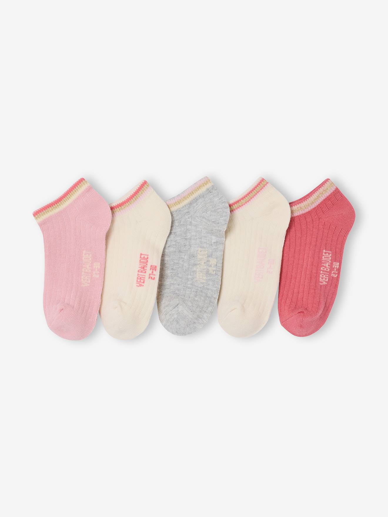 Set van 5 paar meisjessokken in geribd tricot ecru