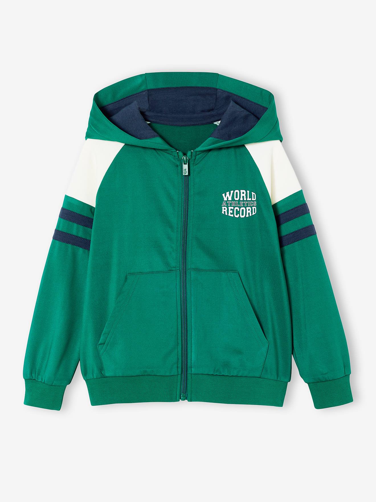 Sportsweater met raglanmouwen en ritssluiting voor jongens groen