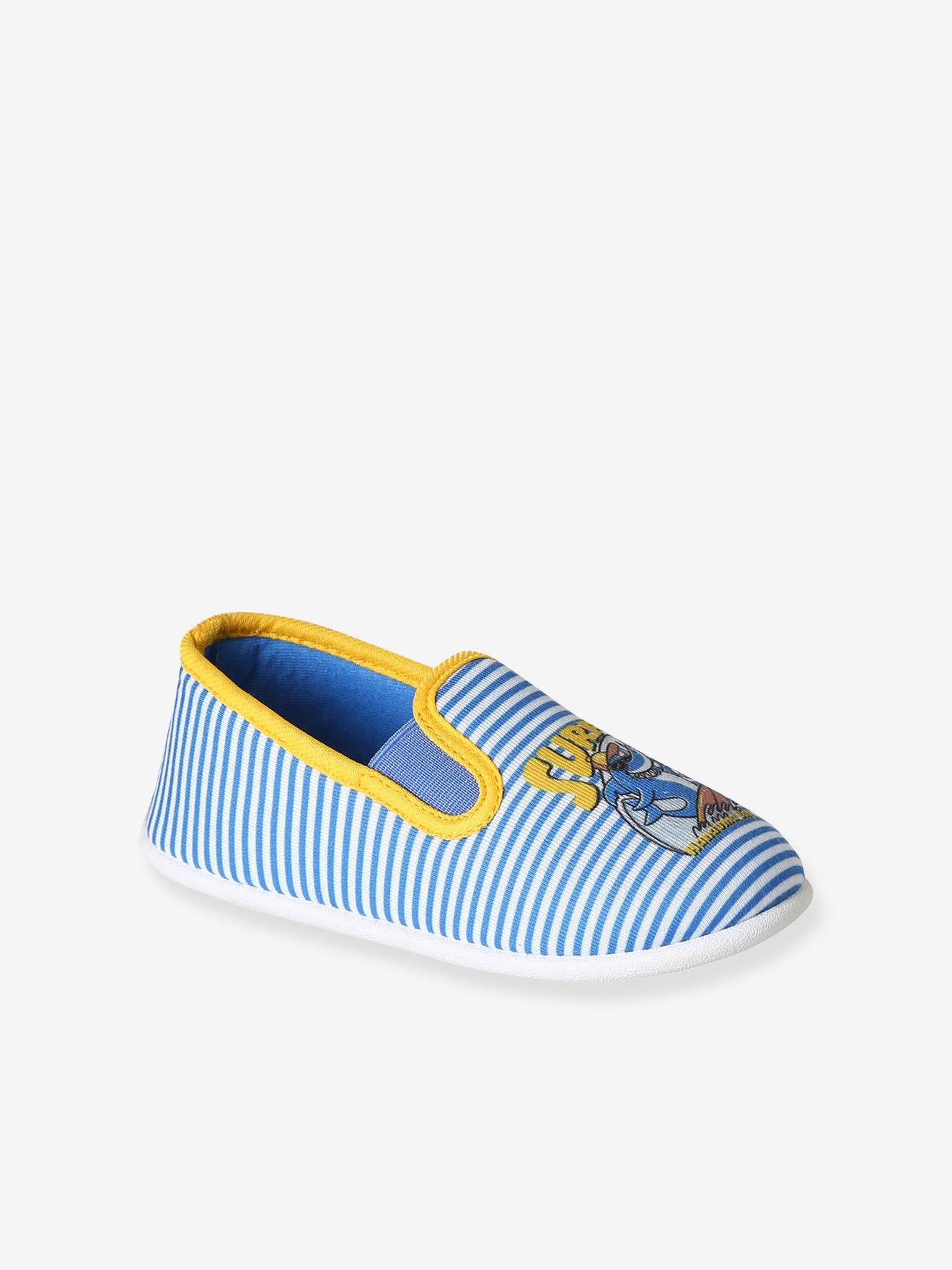 Elastische stoffen kinderslofjes blauw, gestreept