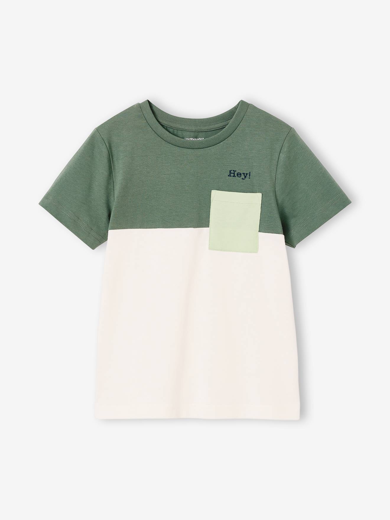 Colorblock jongensshirt met korte mouwen engels groen