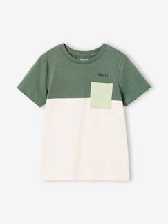 Jongens-T-shirt, poloshirt, souspull-T-shirt-Colorblock jongensshirt met korte mouwen