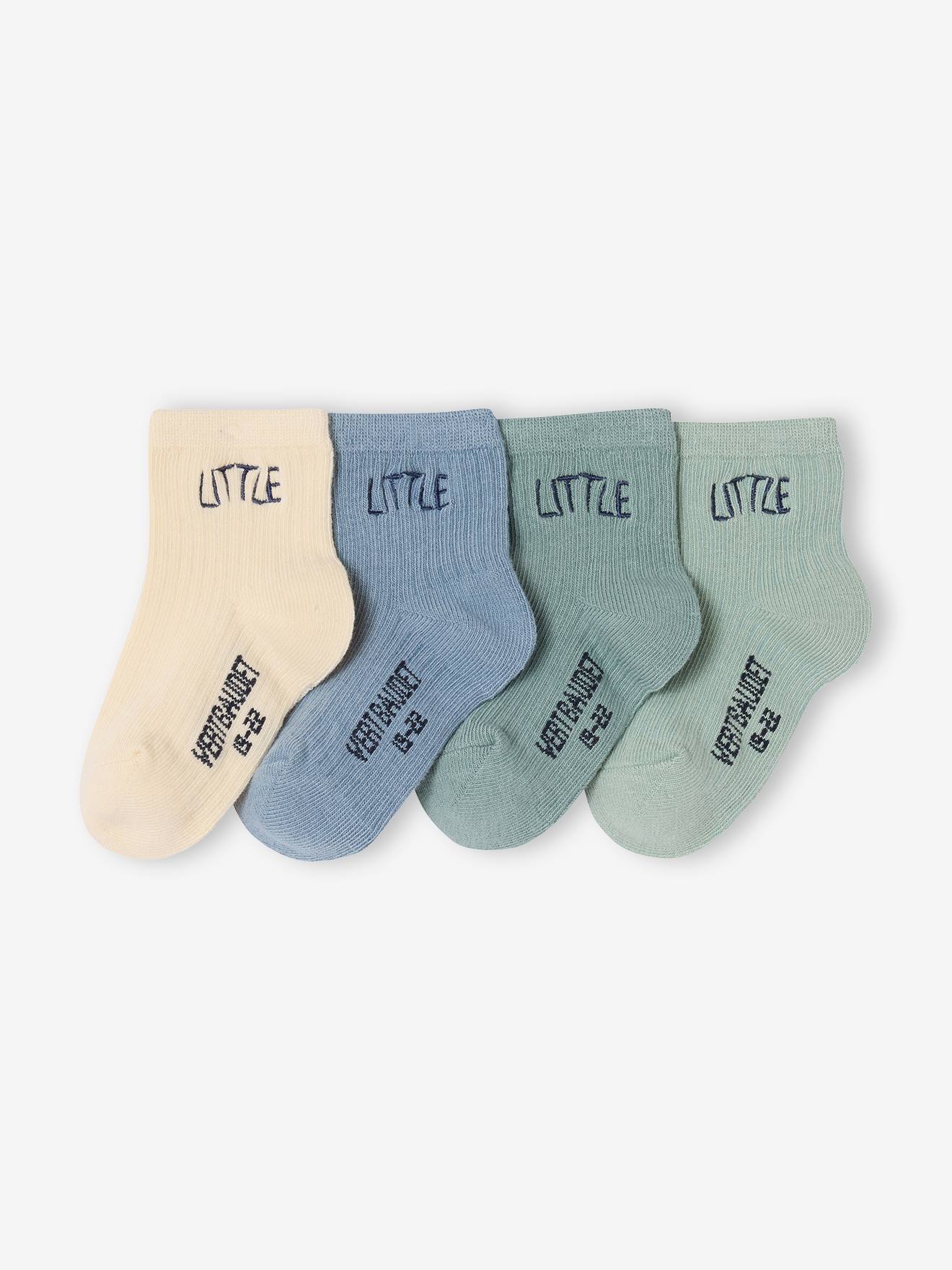 Set van 4 paar babysokjes "little" bleekblauw