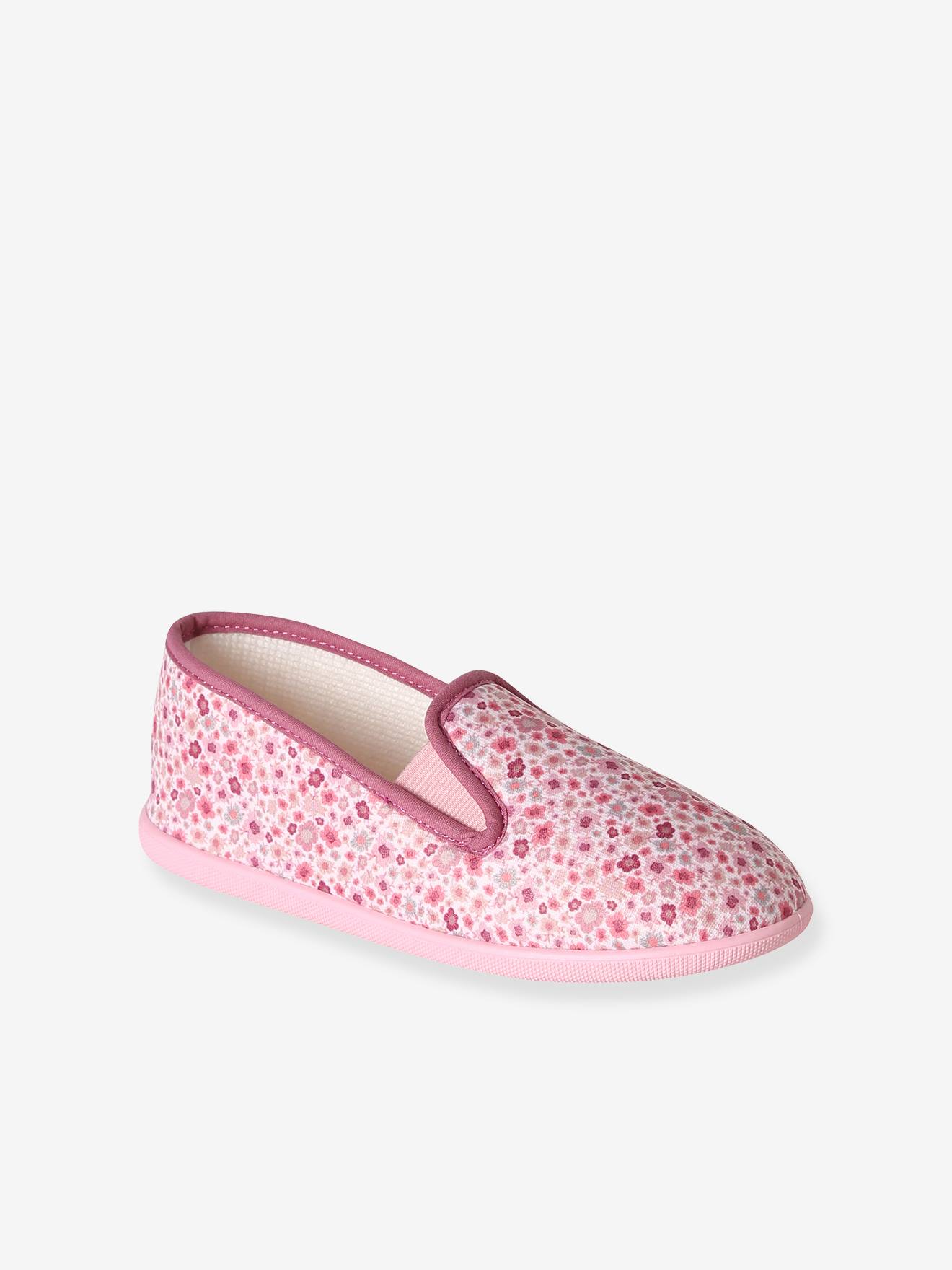 Charentaise sloffen voor meisjes roze, bedrukt
