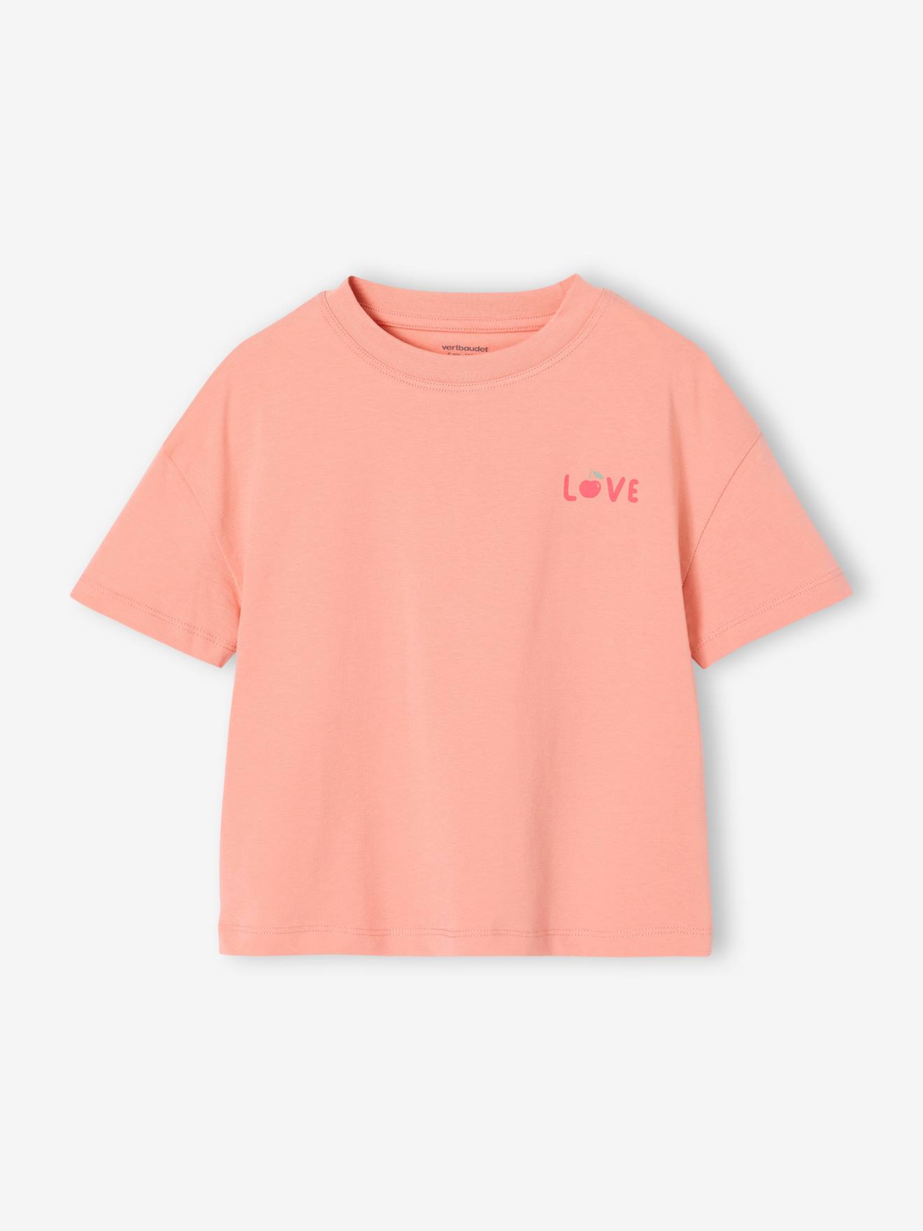 Effen Basics meisjesshirt met korte mouwen abrikoos