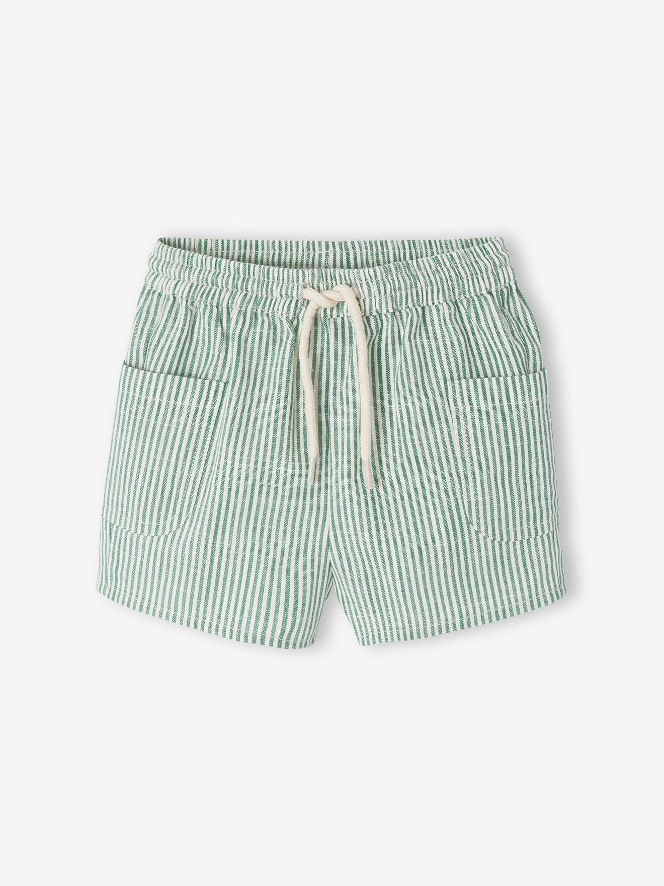 Gestreept short voor babyjongens groen, gestreept