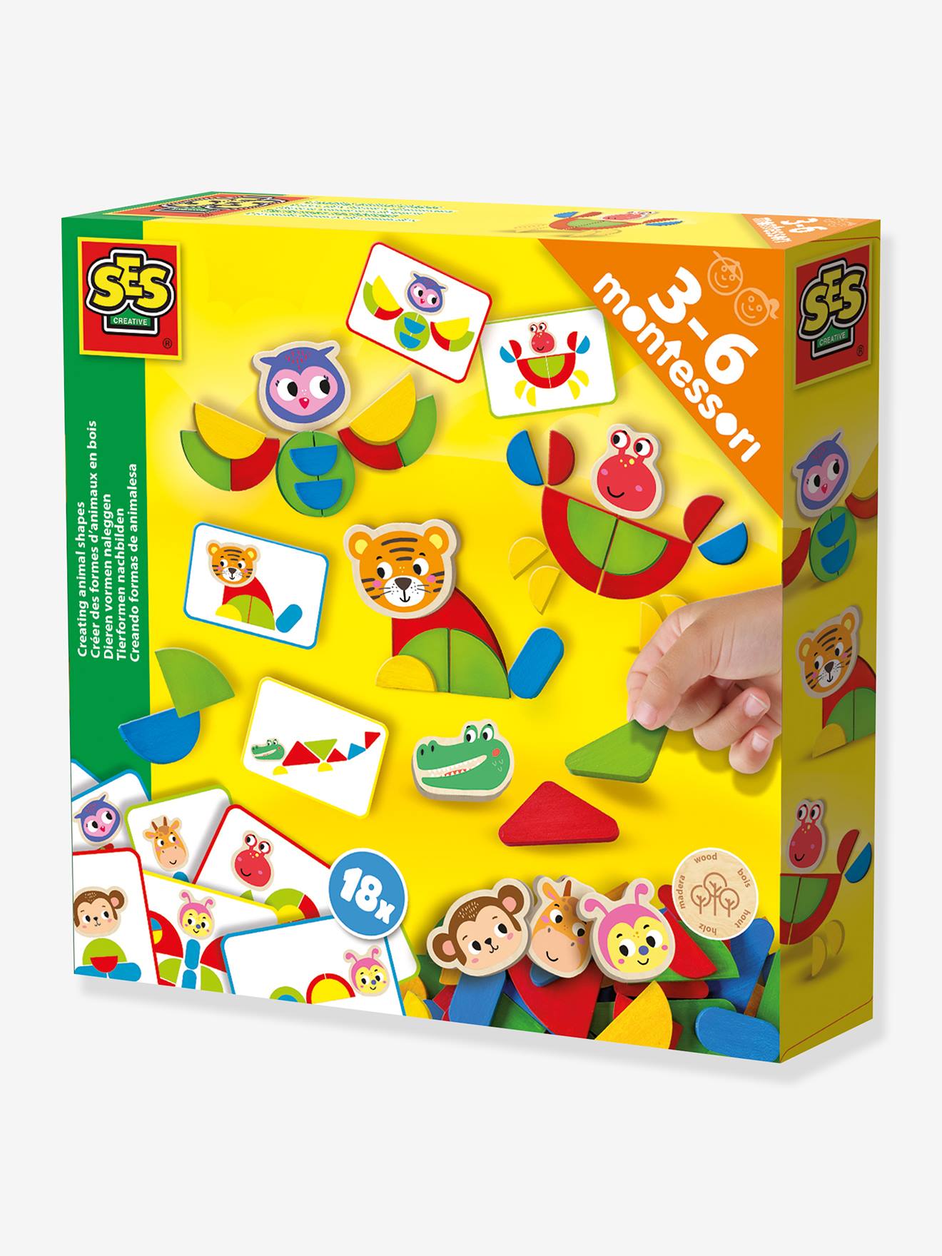 Reproduceer dierenvormen Montessori SES Creative meerkleurig