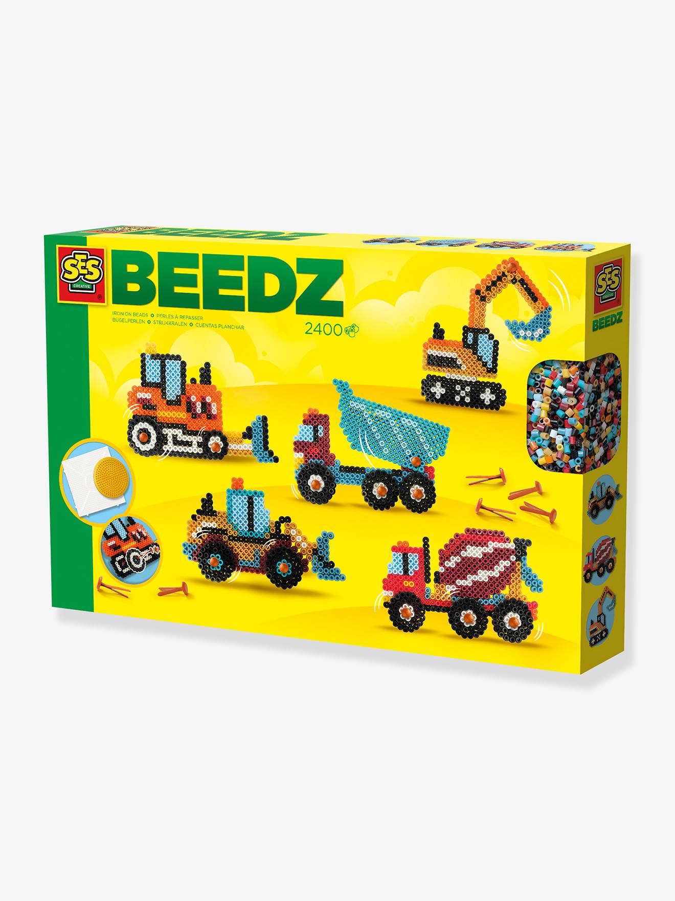 Set van strijkkralen bouwvoertuigen SES Creative meerkleurig