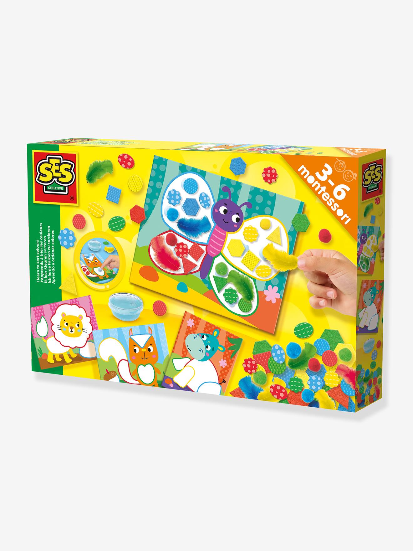 Montessori creatieve vrijetijdsbesteding set om kleuren & materialen SES Creative te sorteren meerkleurig