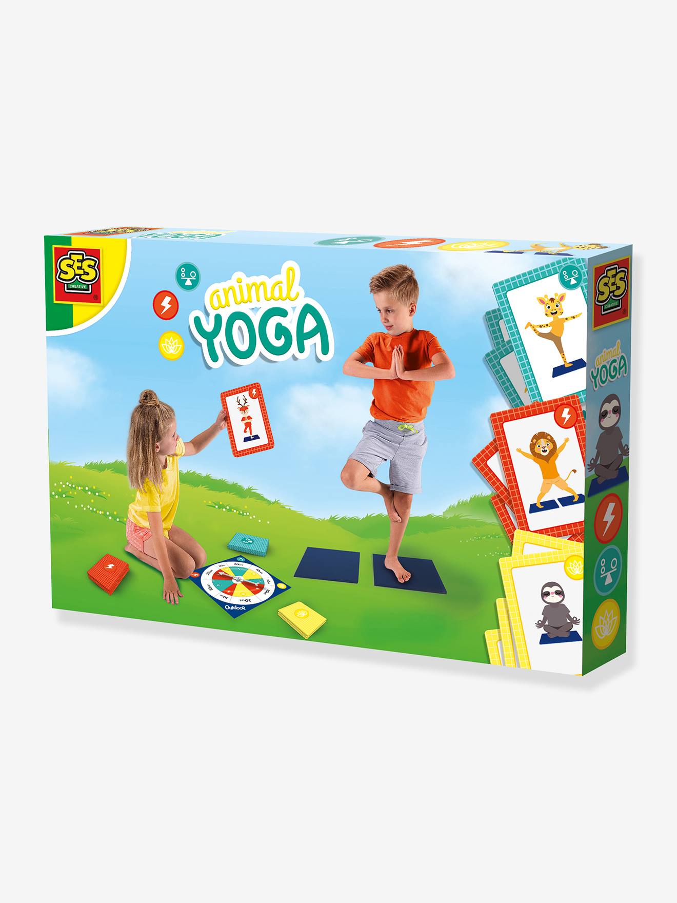 Yoga set met dierenmotieven en SES Creative yogamat meerkleurig
