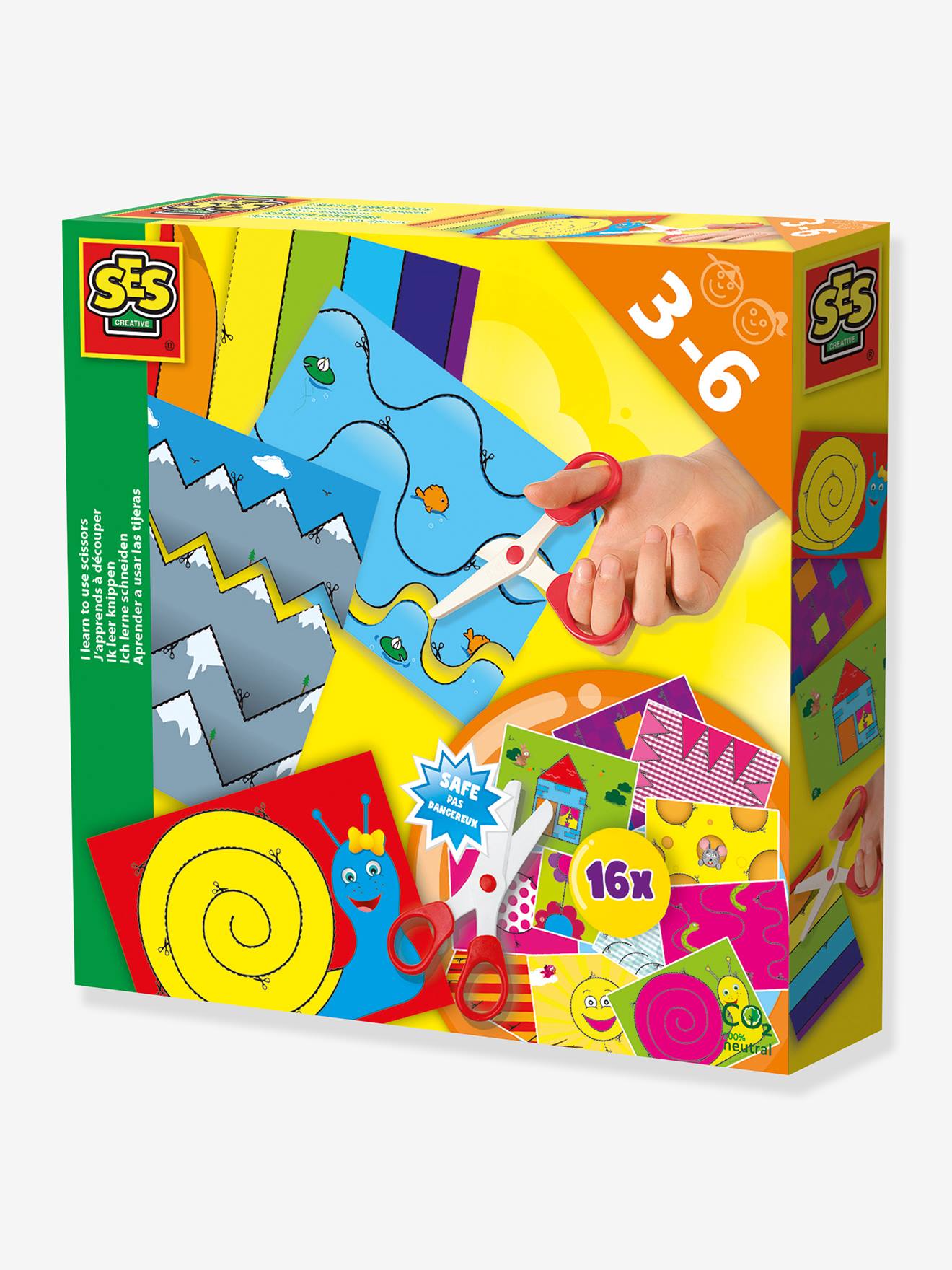Leerdoos voor het knippen met een veilige schaar SES Creative meerkleurig