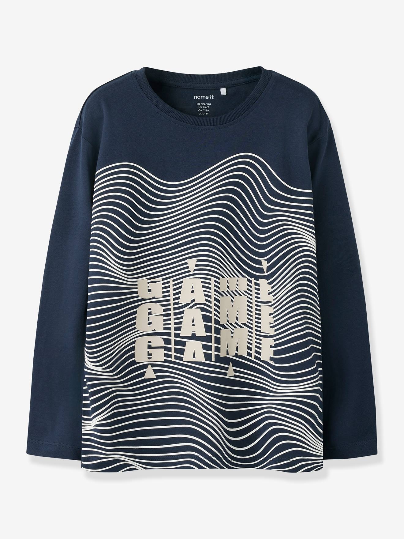 T-shirt voor jongens met voetbalmotief NAME IT marineblauw