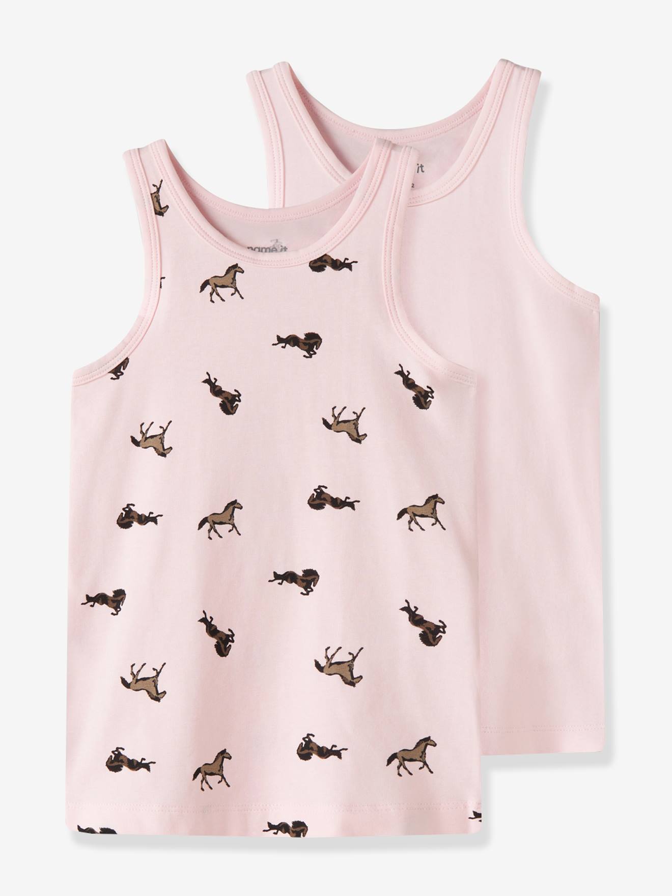 Set van 2 hemdjes voor meisjes met paardenmotief NAME IT snoepjesroze