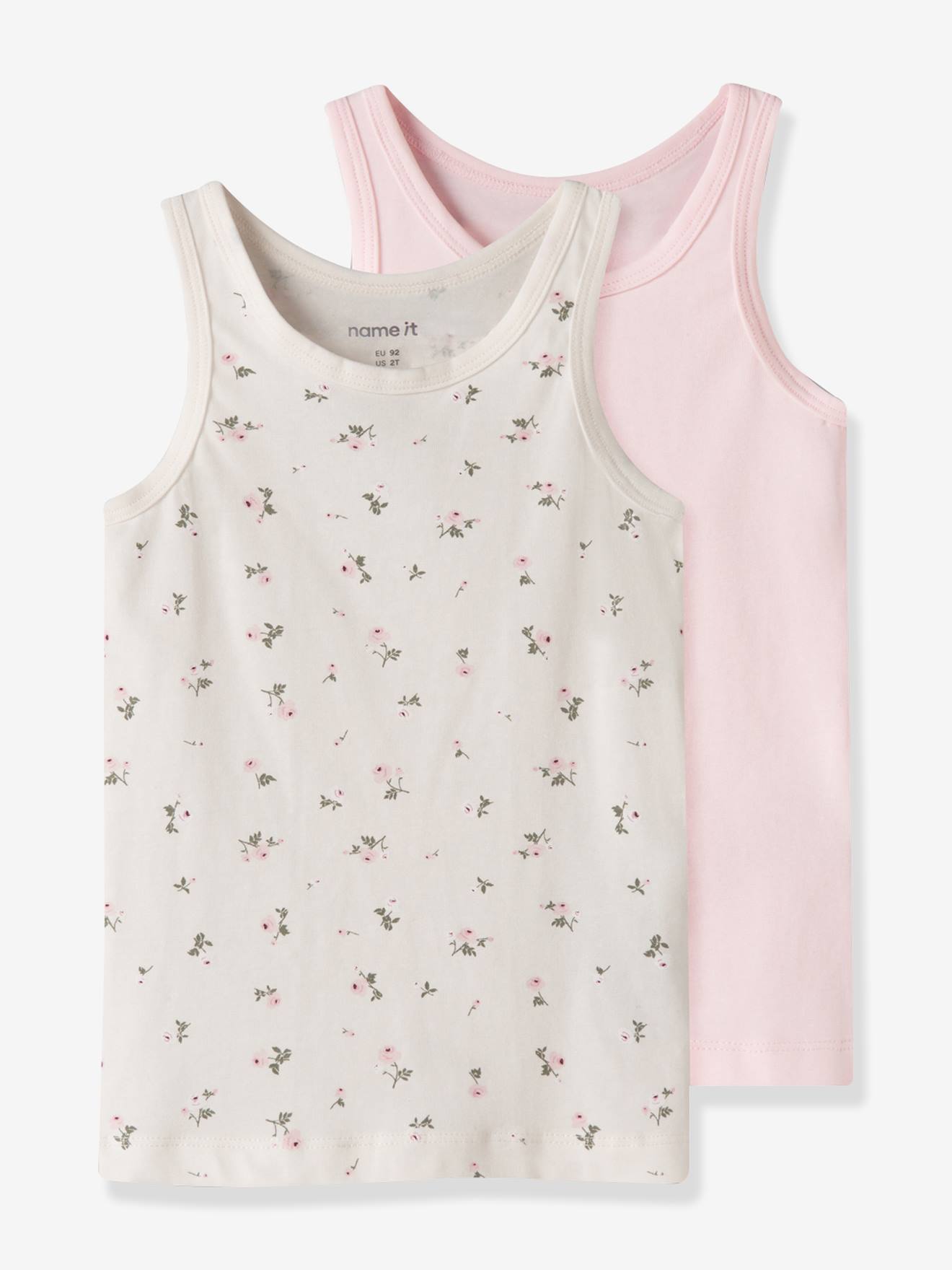 Set van 2 hemdjes voor meisjes met bloemen NAME IT snoepjesroze