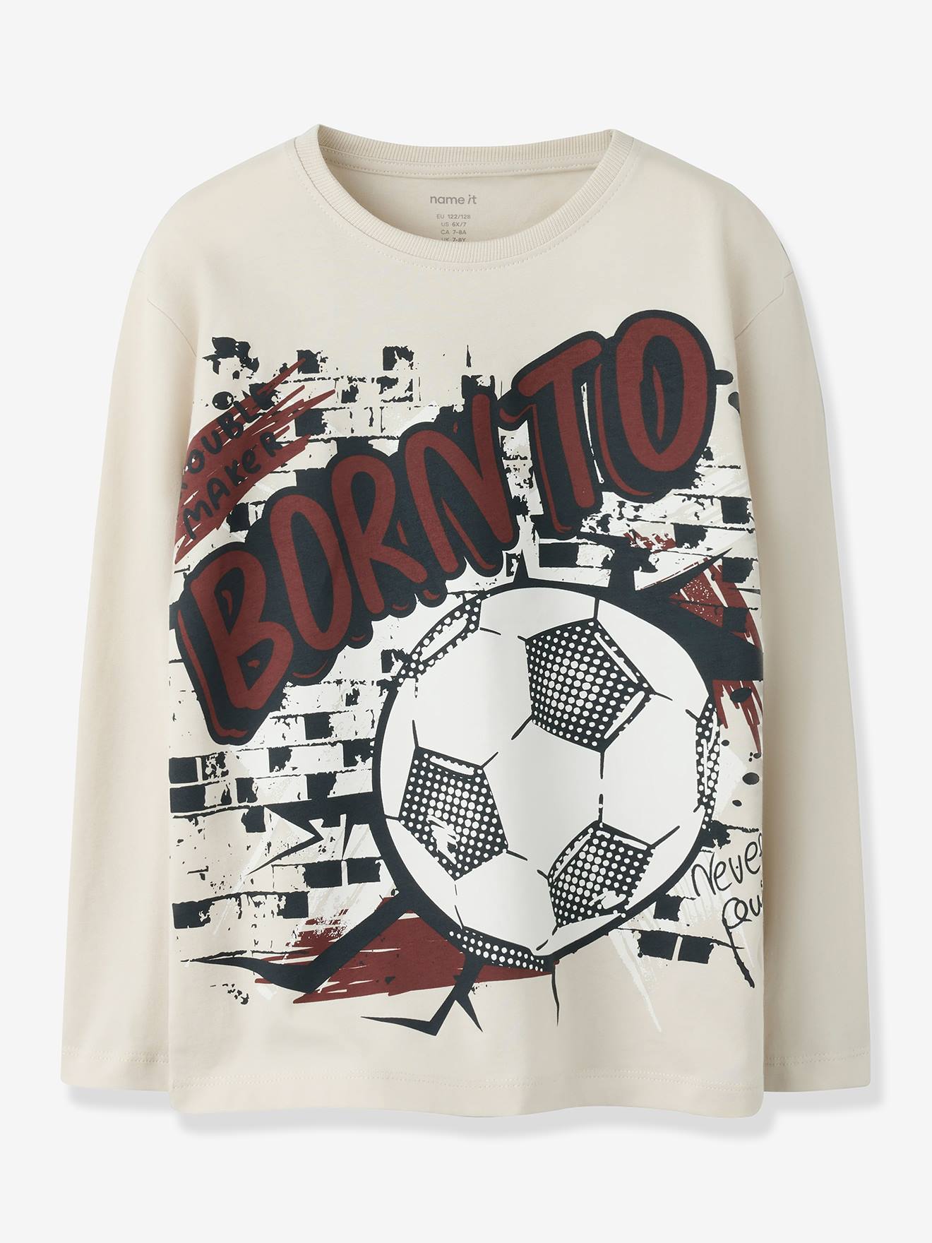 T-shirt voor jongens met voetbalmotief NAME IT beige (poederkleur)
