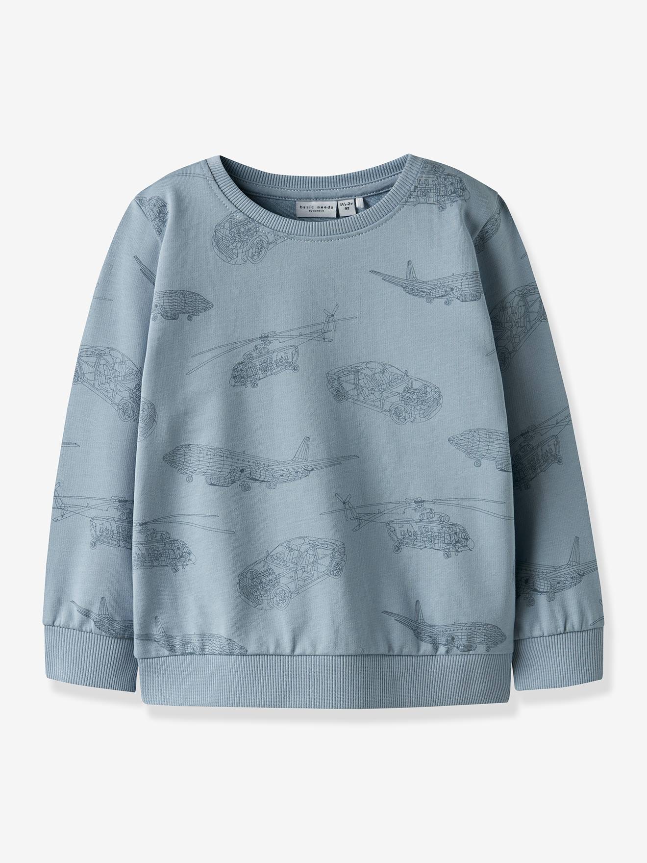 Sweater voor jongens met voertuigmotieven NAME IT grijsblauw