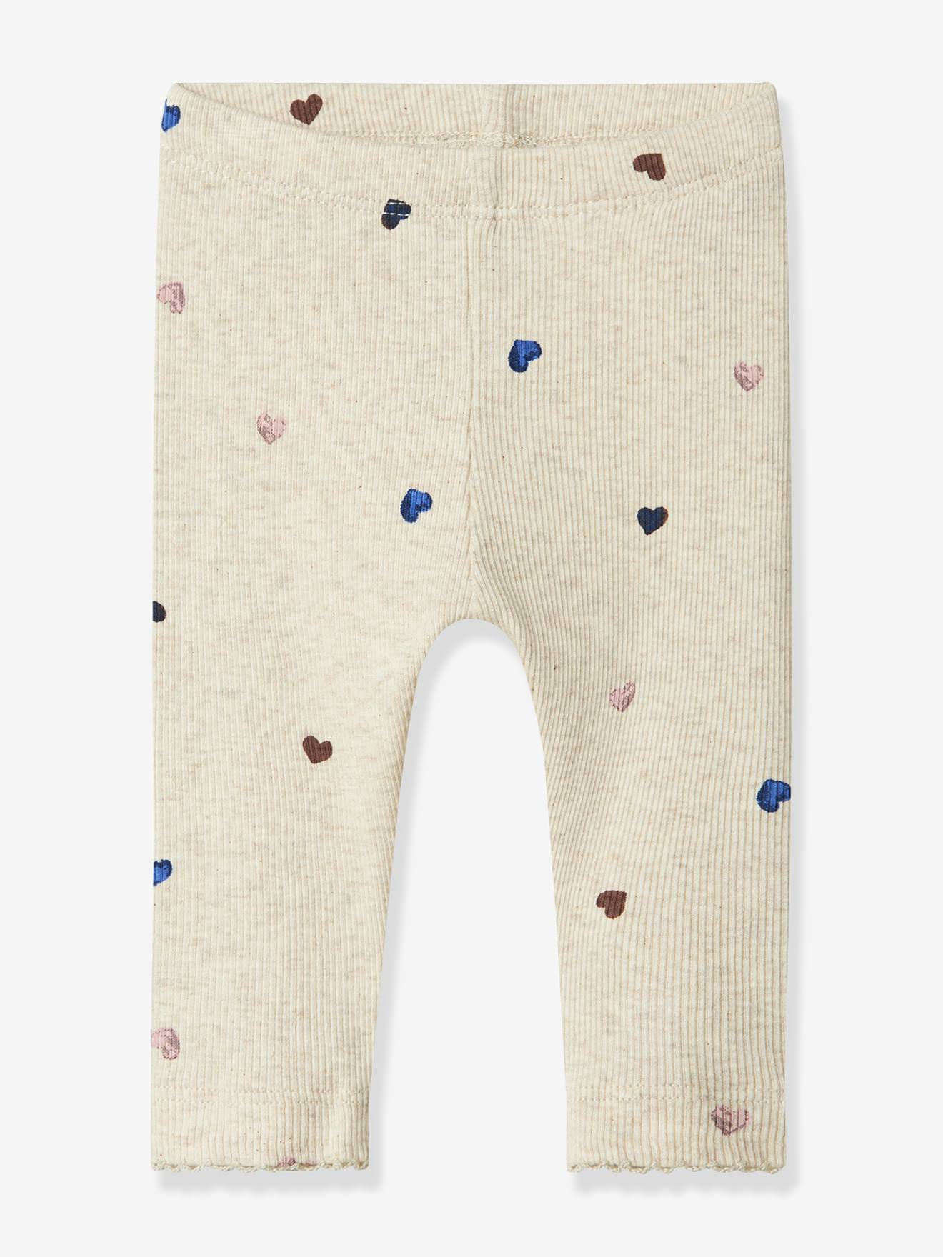 Legging voor babymeisjes met hartjes allover NAME IT gemêleerd beige