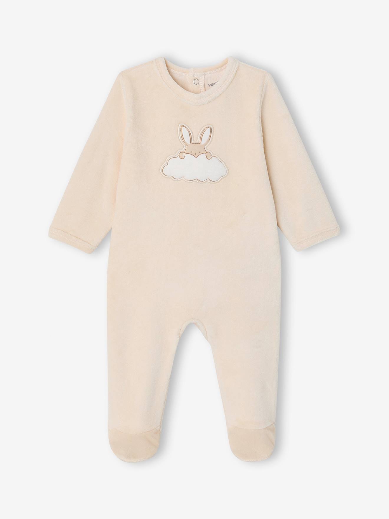 Babypakje in fluweel / velours ecru