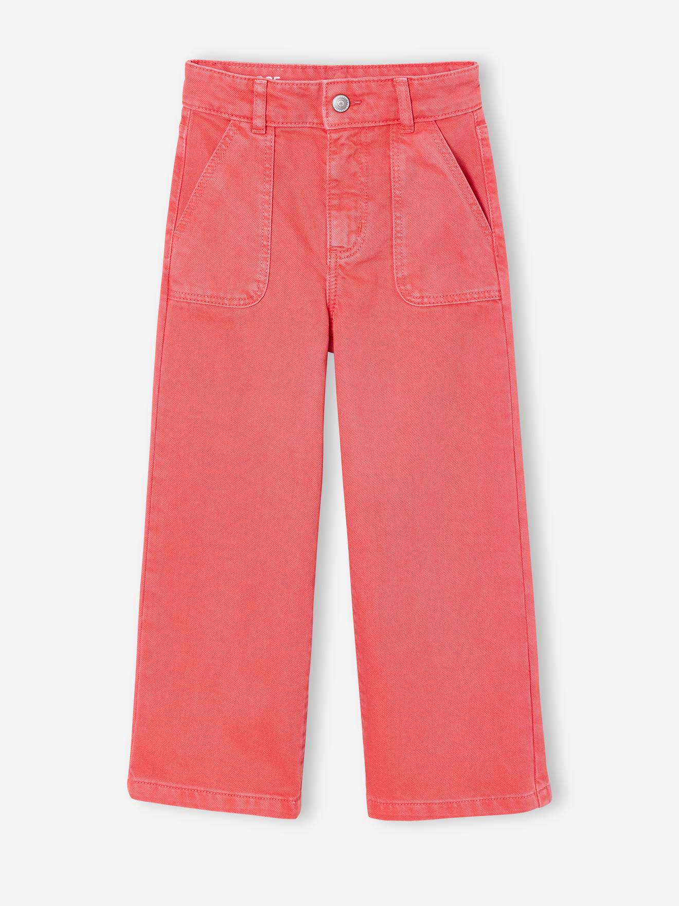 Wijde broek voor meisjes small Morpho koraal
