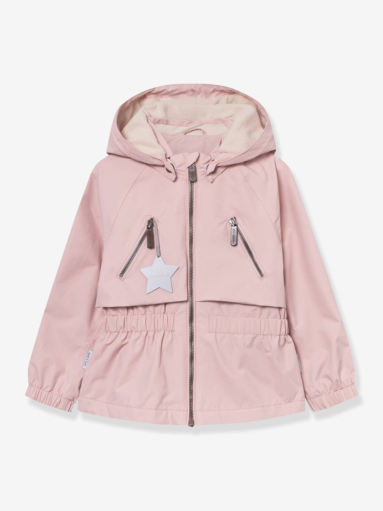Waterdichte meisjesjas voor het tussenseizoen met fleecevoering MATALGEA MINI A TURE roze (poederkleur)