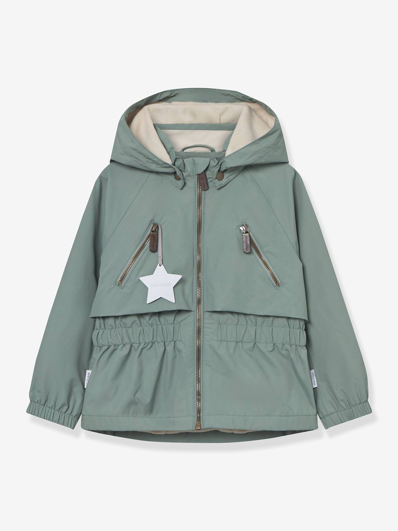 Waterdichte meisjesjas voor het tussenseizoen met fleecevoering MATALGEA MINI A TURE saliegroen