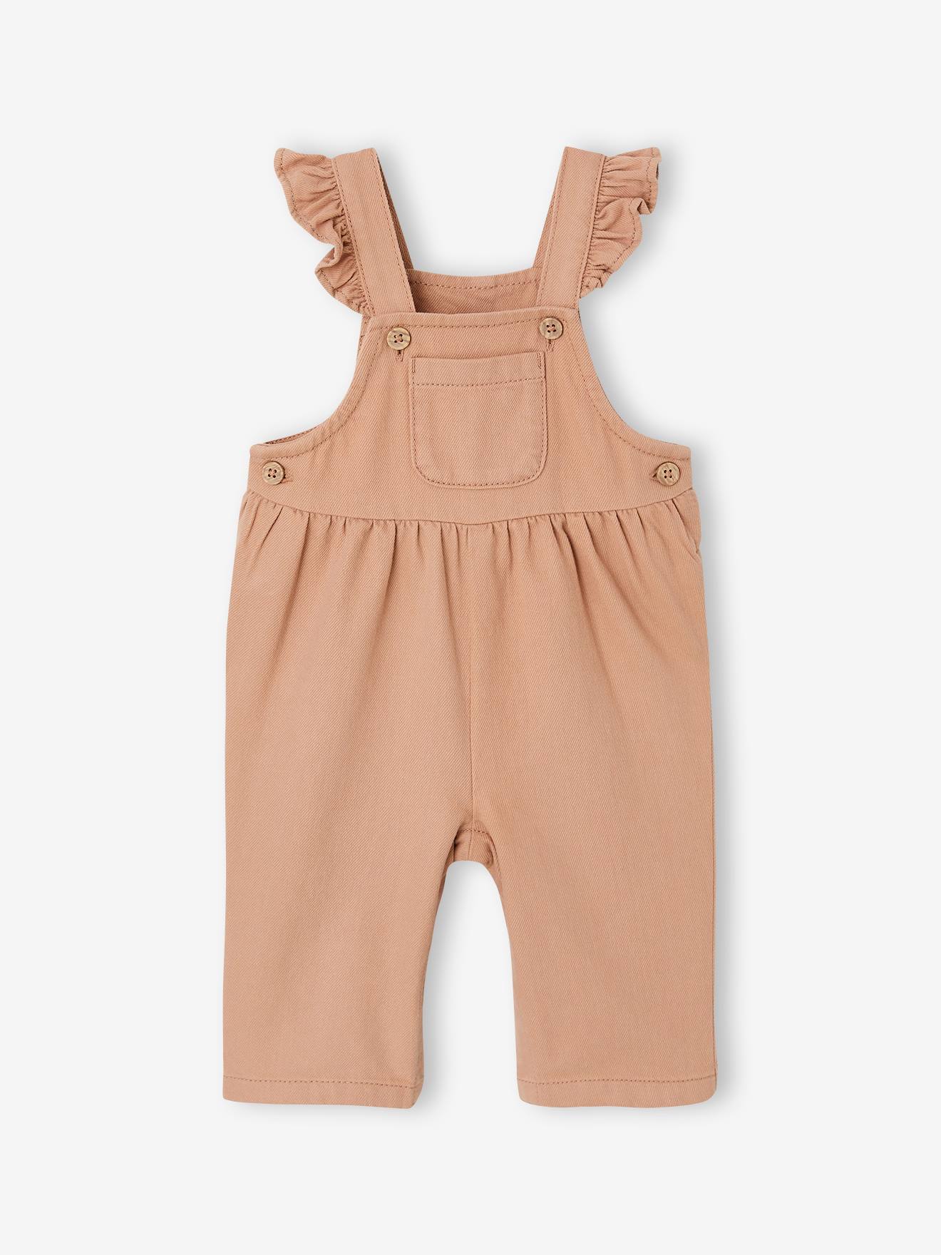 Salopet voor babymeisjes in twill pecannoot