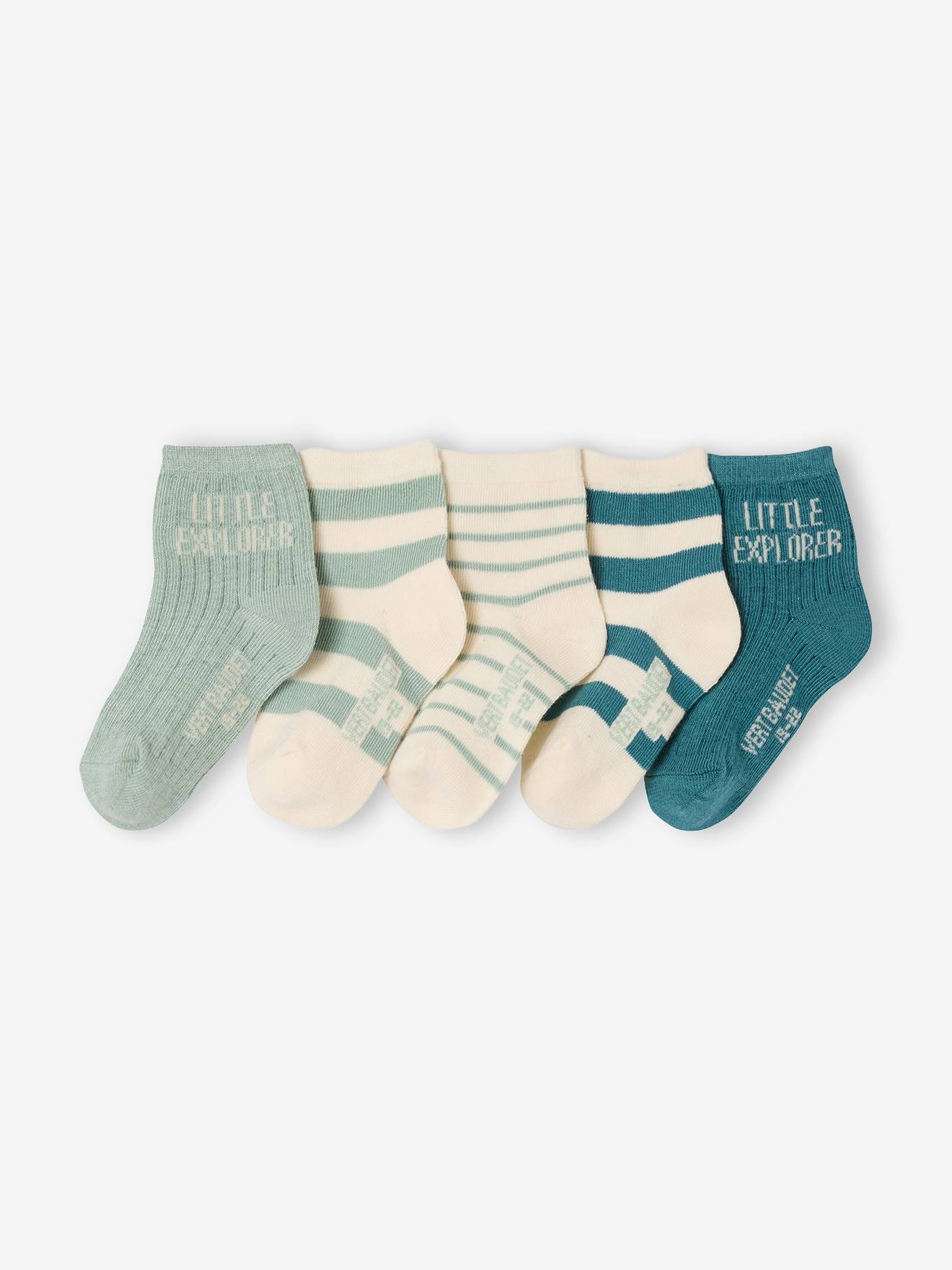 Set van 5 paar sokken baby jongen blauwgroen