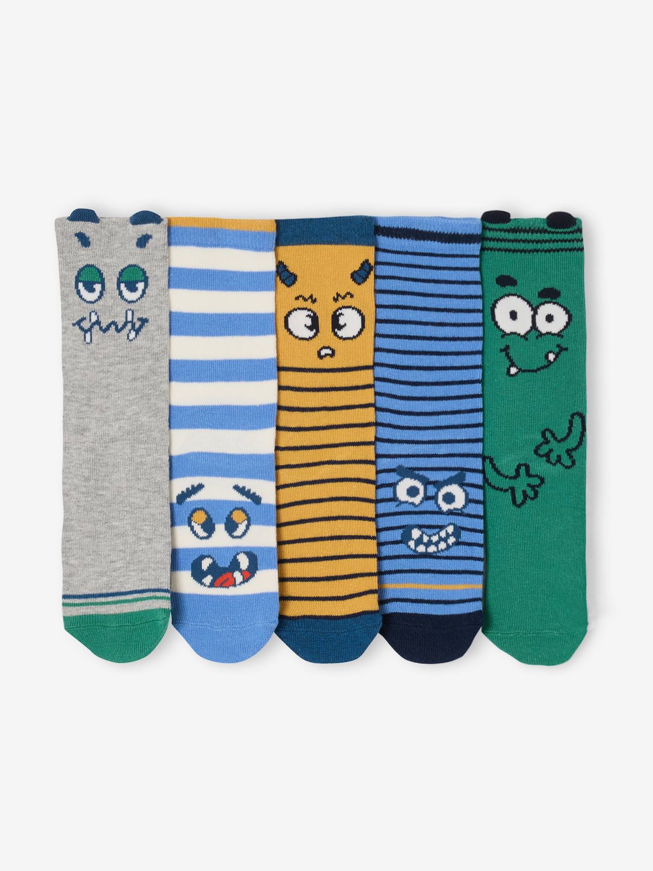 Set van 5 paar sokken voor jongens blauw
