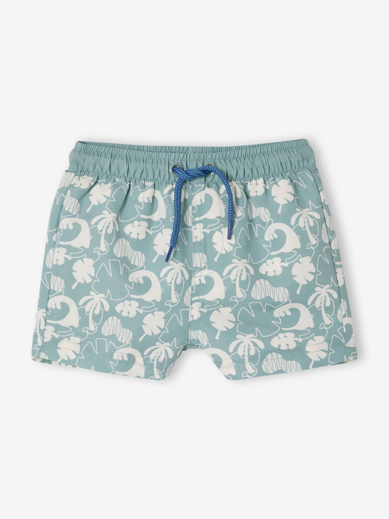 Bedrukte zwemshort voor babyjongens saliegroen