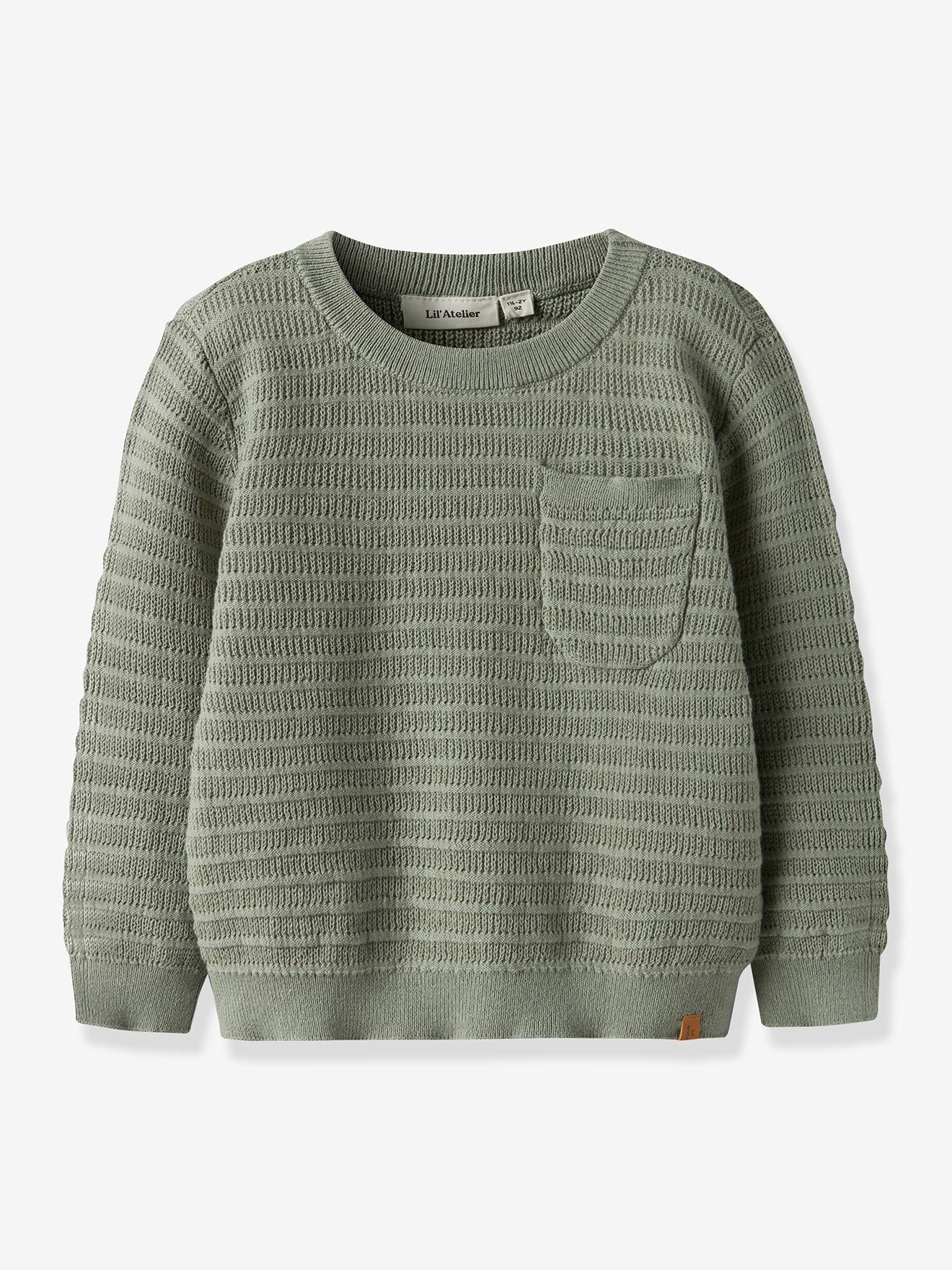 Gebreide trui jongen LIL'ATELIER MINI van katoen korstmos