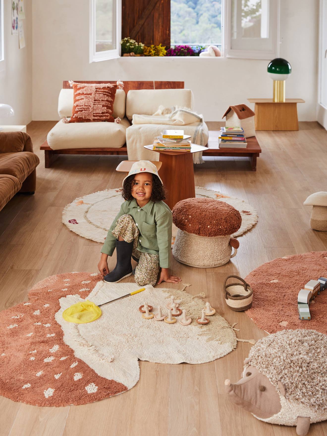Wasbaar tapijt Paddenstoel beige