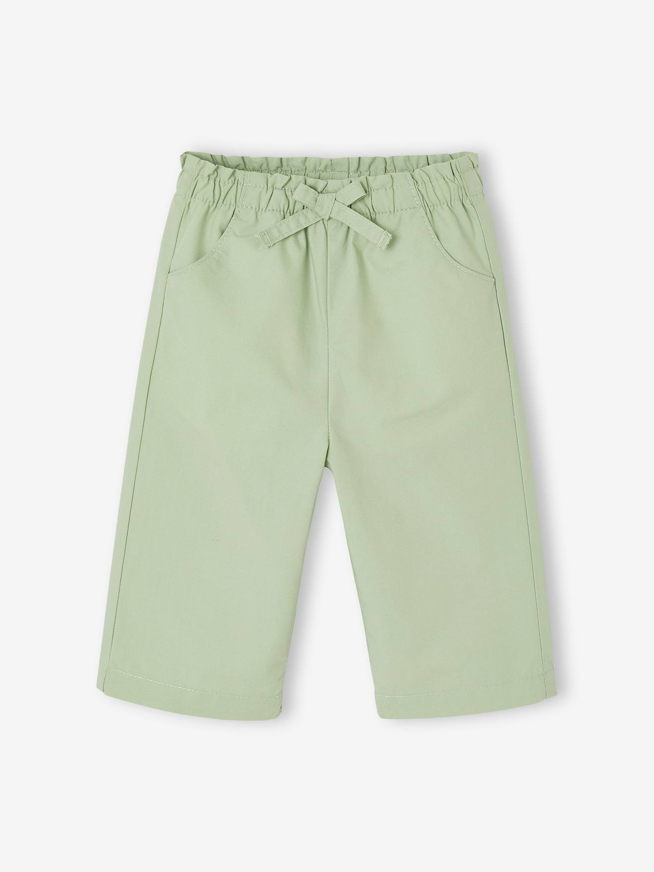 Wijde broek van katoen pistache