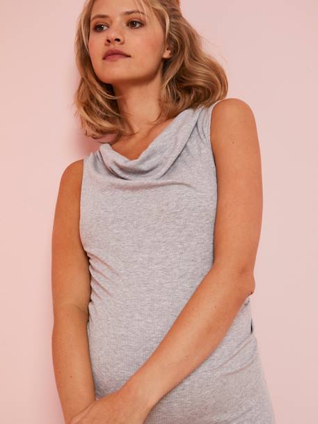 Zwangerschapsjurk van ribtricot GRIJS LICHT CHINE - vertbaudet enfant 