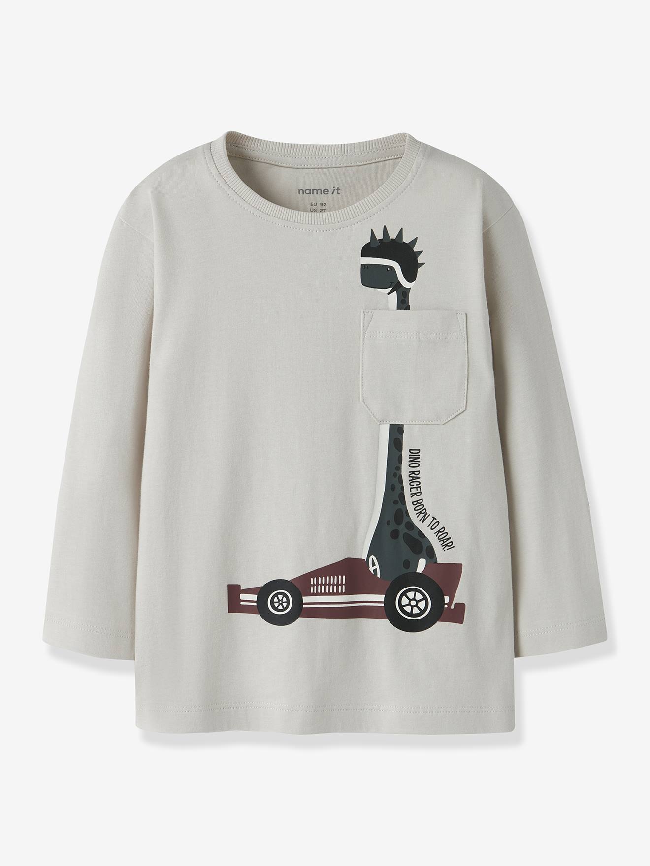 T-shirt voor jongens met borstzak NAME IT groengrijs