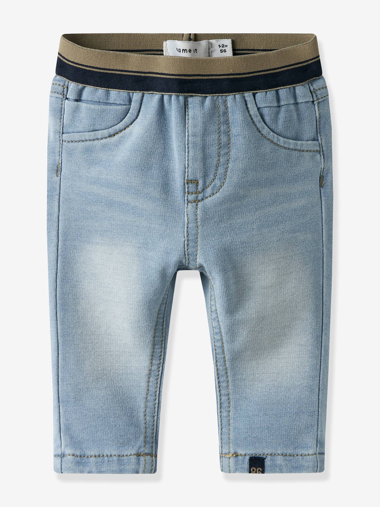 Slim-fit jeans van fleece voor babyjongens van NAME IT gebleekt denim afbeelding