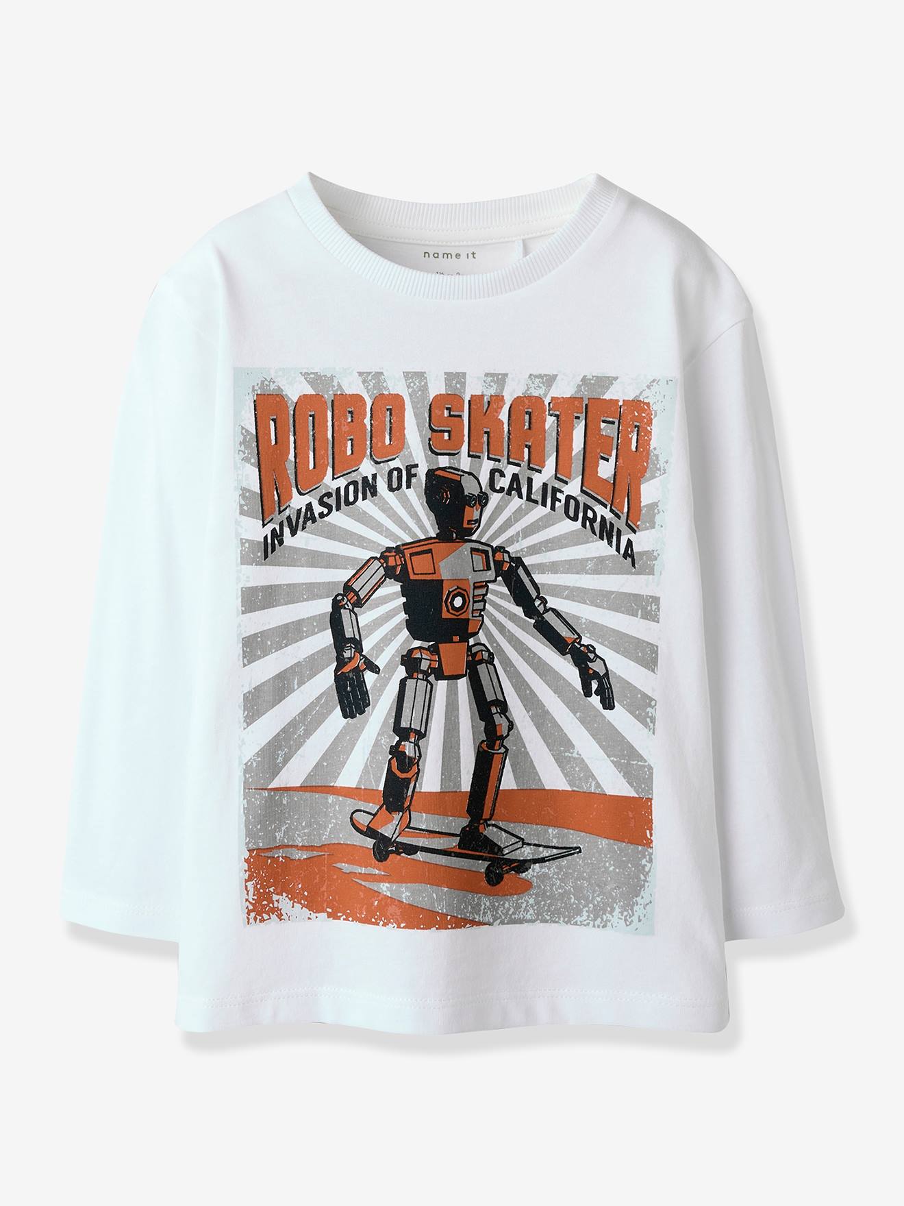 T-shirt met lange mouwen voor jongens NAME IT Boxy-Fit wit