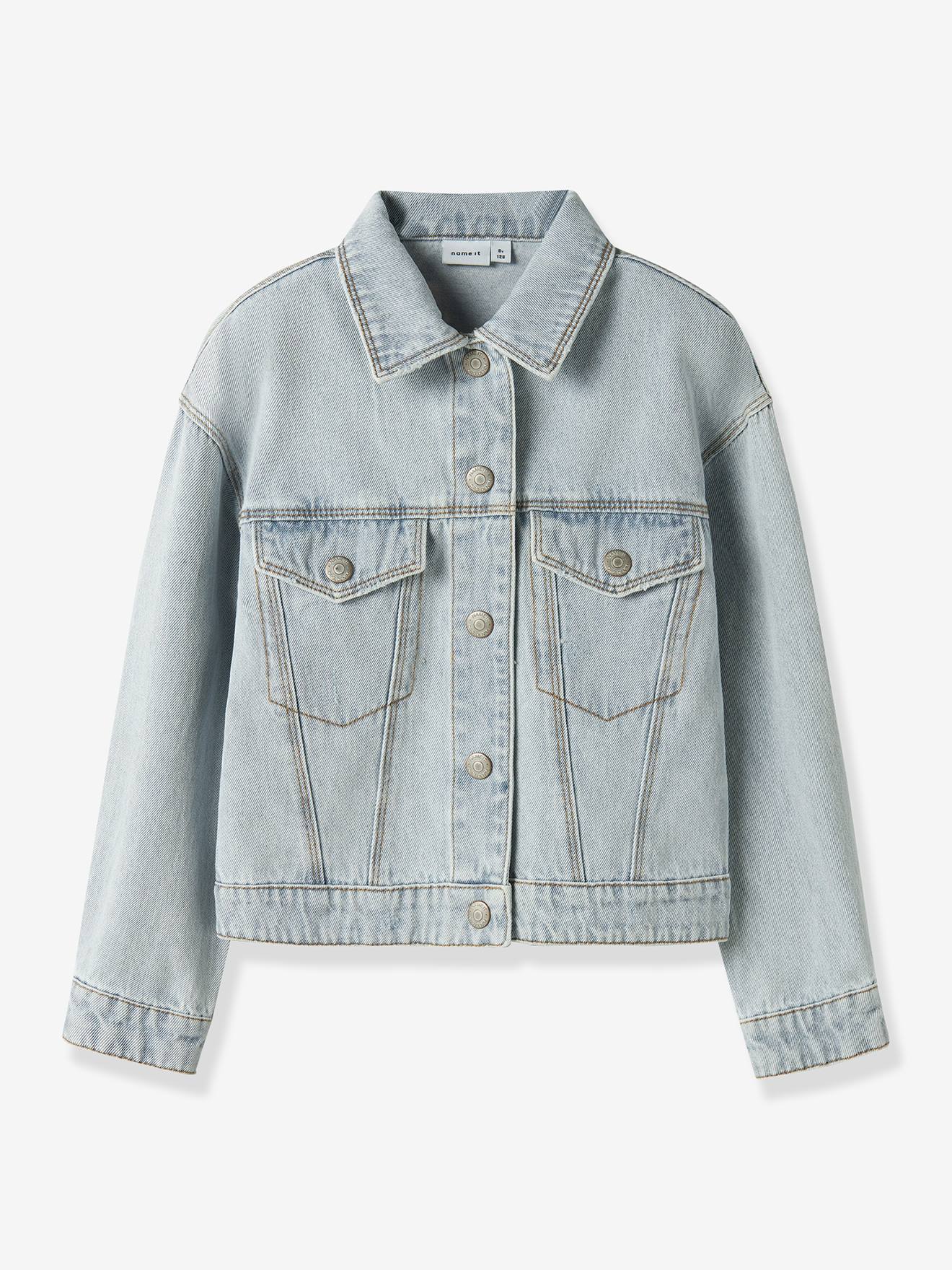 NAME IT meisjesjas van gerecycled katoen gebleekt denim