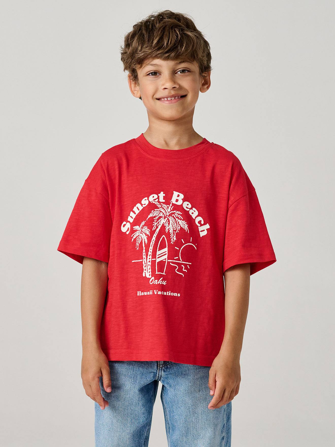 T-shirt voor jongens met print rood