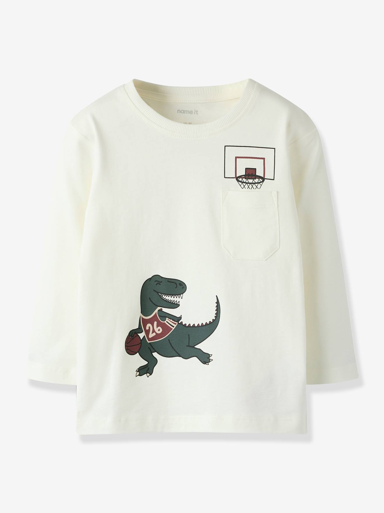 T-shirt voor jongens met borstzak NAME IT ecru