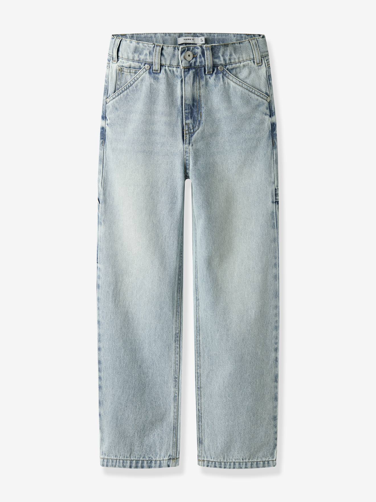 Rechte jeans in workerstijl voor jongens van NAME IT gebleekt denim